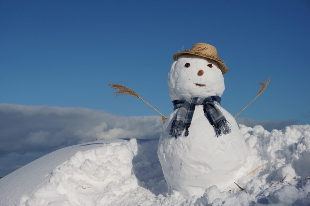 青空と雪だるま